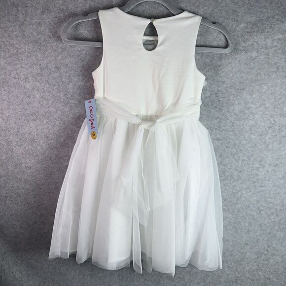 Girl's White Dress Size Small (6/7) Tulle Bow Flowers Communion Wedding Easter - Picture 4 of 7
